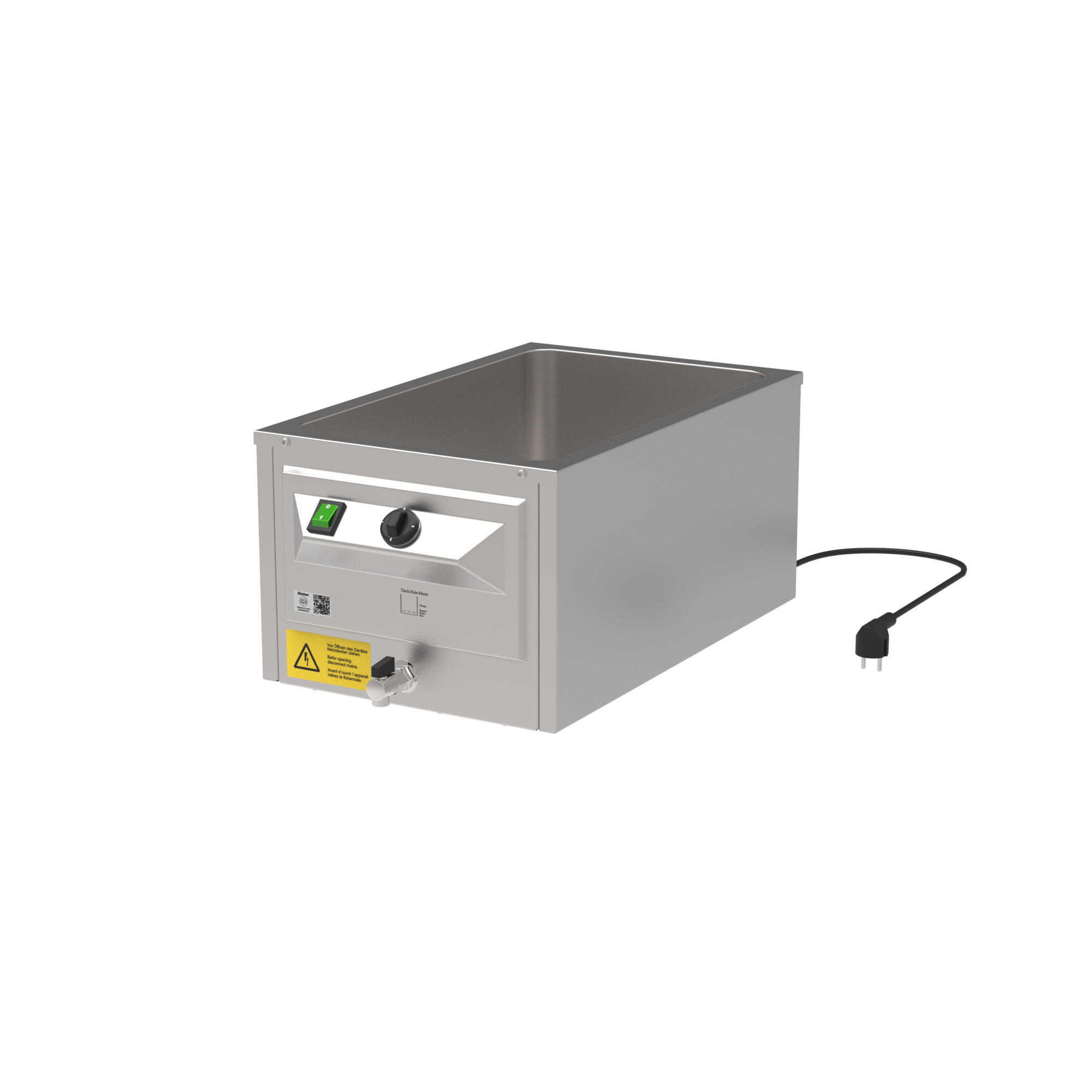 Tisch-Bain-Marie 1x1/1 m. Ablasshahn