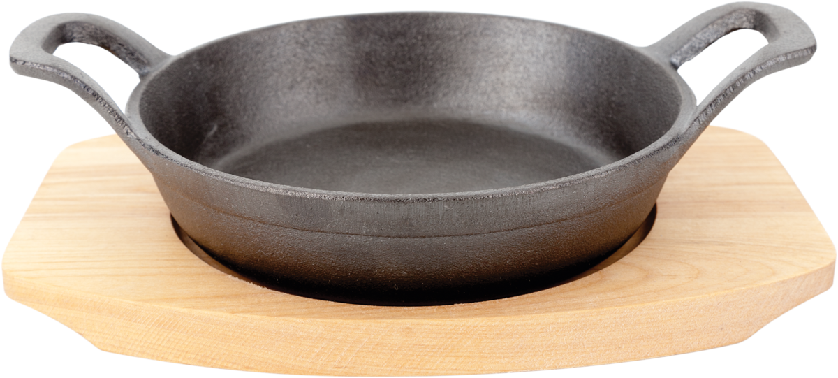 Pfanne m. Holzuntersetzer 16cm