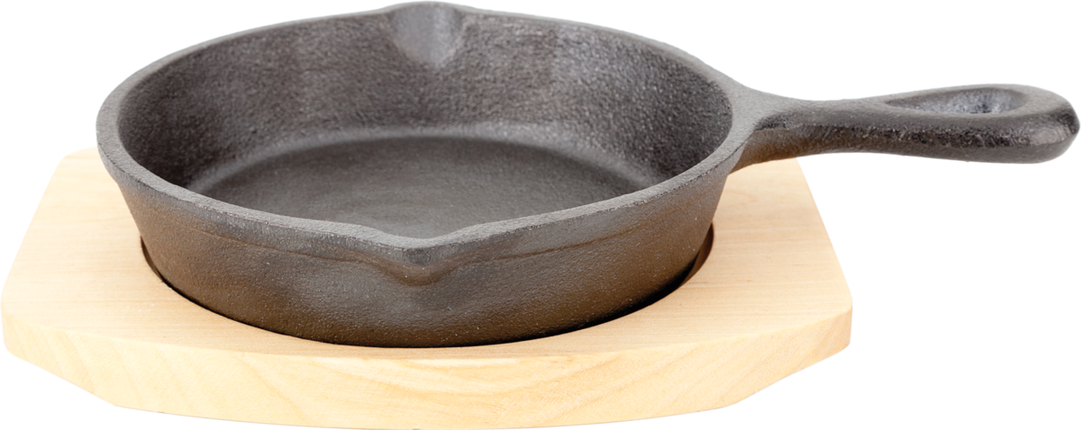 Pfanne m. Holzuntersetzer 14cm