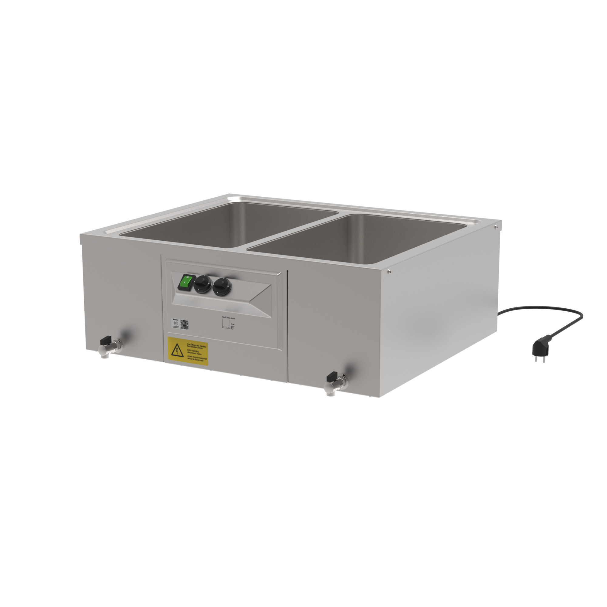 Tisch-Bain-Marie 2x1/1 m. Ablasshahn