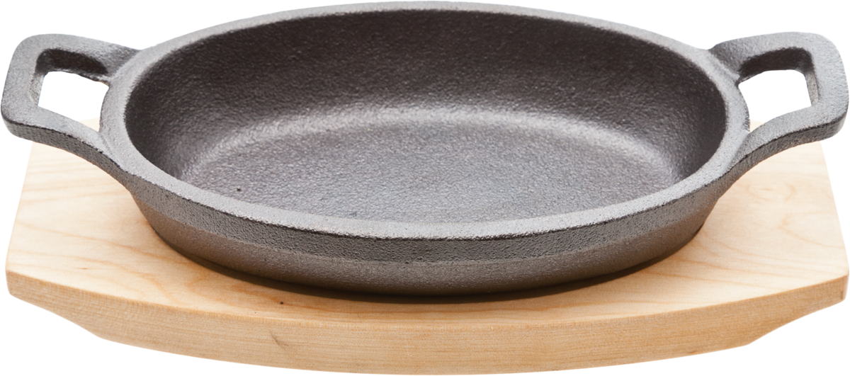 Pfanne m. Holzuntersetzer 20x10cm